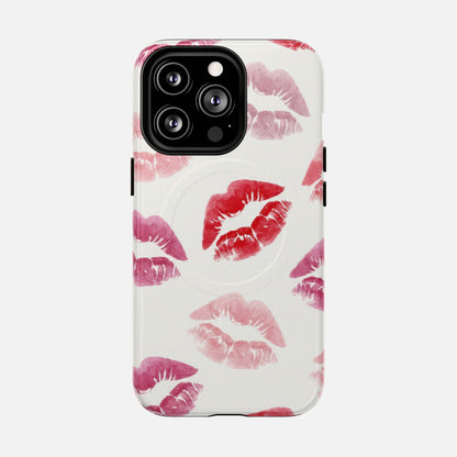 Pink Kiss Print iPhone Case — Tough Magnetic | MagSafe Compatible