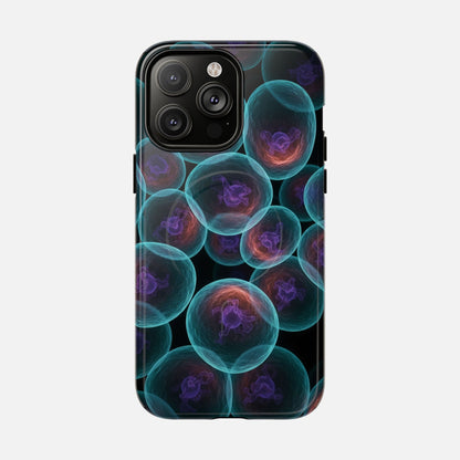Abstract Neon Bubbles Magnetic Phone Case — Protective Tough Magnetic iPhone Cover iPhone 14 Pro Max Glossy Phone Case