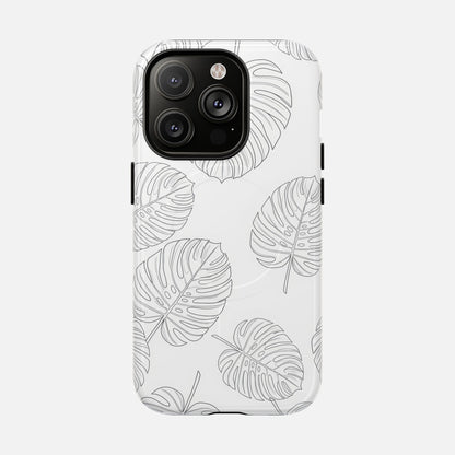 Monstera Leaf Clear Tropical Pattern iPhone Case — Tough Magnetic | MagSafe Compatible