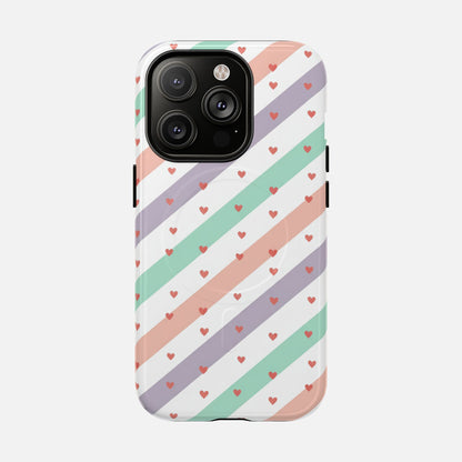 Valentine Pastel Stripes iPhone Case — Tough Magnetic | MagSafe Compatible