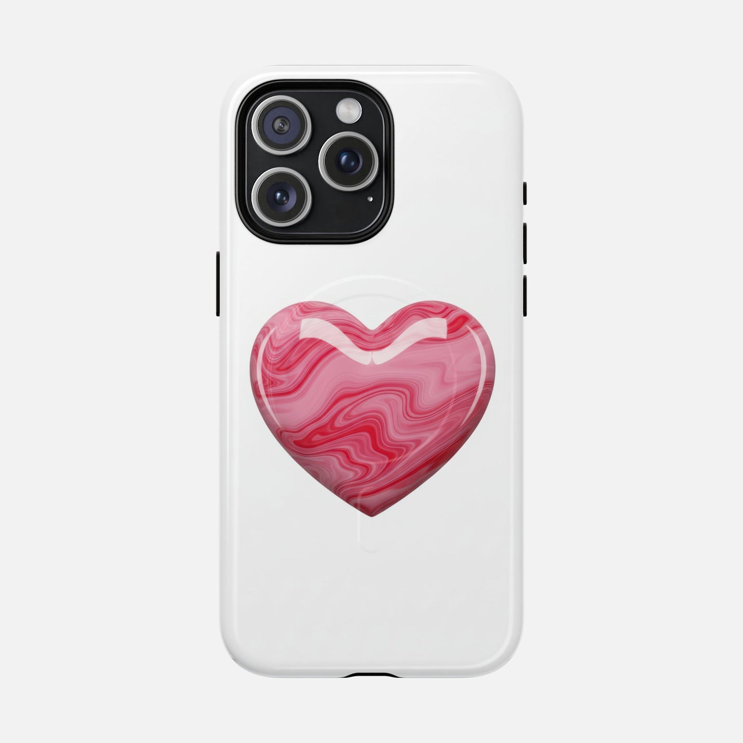 Pink Marble Heart iPhone Case — Tough Magnetic | MagSafe Compatible