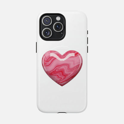 Pink Marble Heart iPhone Case — Tough Magnetic | MagSafe Compatible