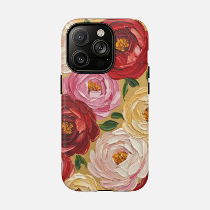 Floral Camellia With Rose & Blush Blooms iPhone Case — Tough Magnetic | MagSafe Compatible