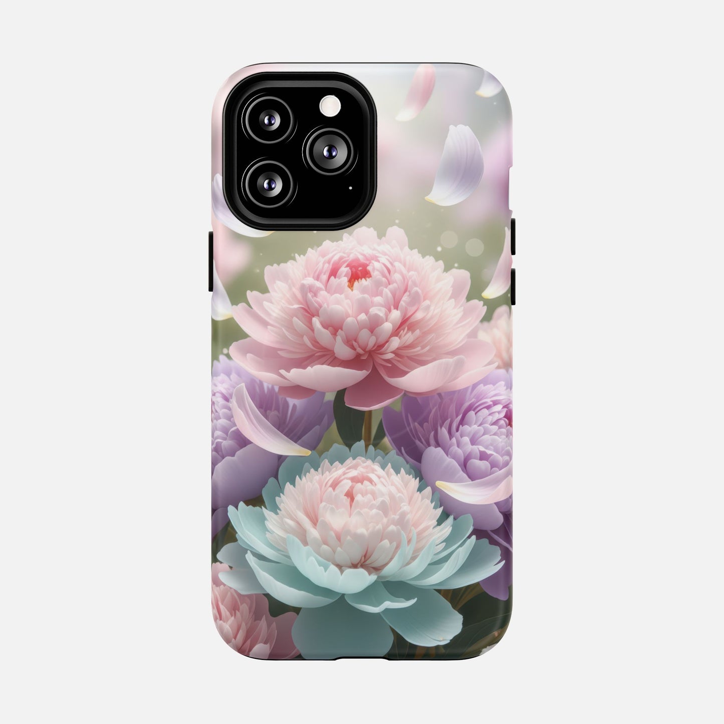 Floral Peony Tough Magnetic Phone Case — Pastel Peony Garden Protective Cover iPhone 13 Pro Max Matte Phone Case