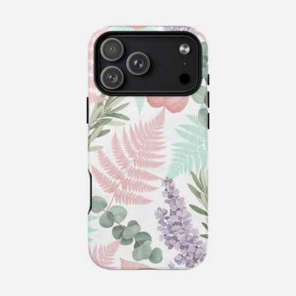 Floral Fern Tough Magnetic Phone Case — Pastel Leaves Protective Cover iPhone 17 Pro Max Matte Phone Case