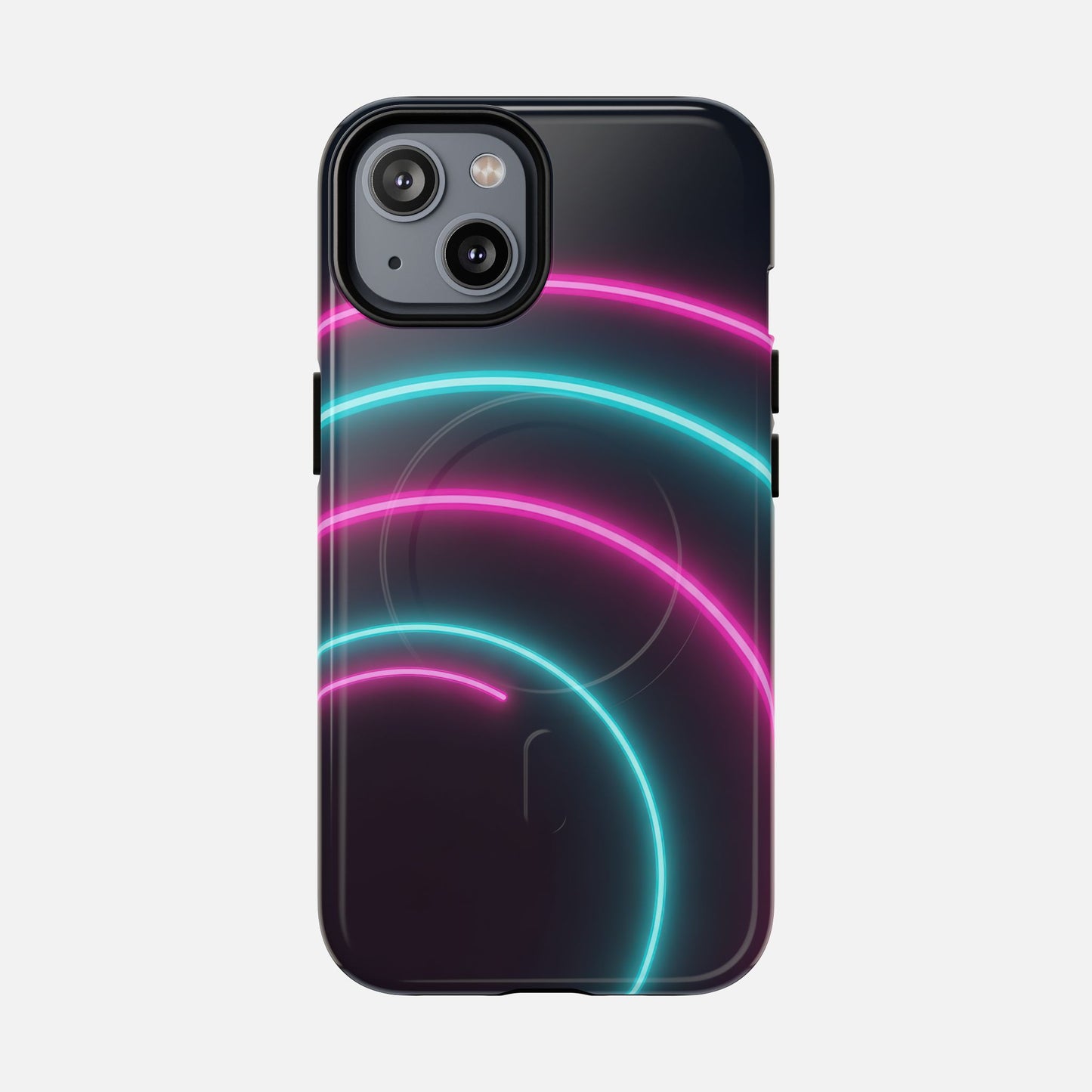 Neon Arc with Pink & Teal Glow iPhone Case — Tough Magnetic | MagSafe Compatible