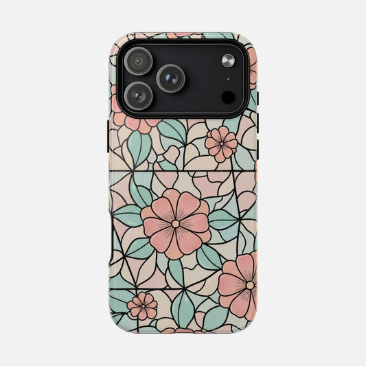 Phone Case — Pastel Floral Mosaic Tough Magnetic Case iPhone 17 Pro Max Glossy Phone Case