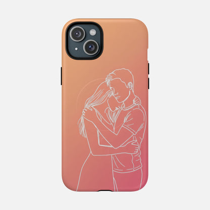 Romantic Outline Couple iPhone Case — Tough Magnetic | MagSafe Compatible