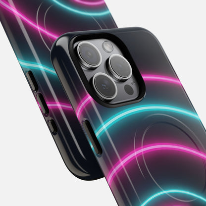 Neon Arc with Pink & Teal Glow iPhone Case — Tough Magnetic | MagSafe Compatible