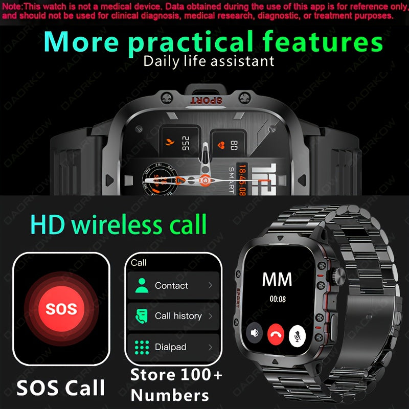 Rugged Smartwatch for Unisex - IP68 Waterproof, Wireless Calls, 100+ Sports Modes - Zaidni Store