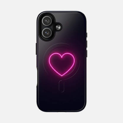 Neon Heart With Glow Pink iPhone Case — Tough Magnetic | MagSafe Compatible