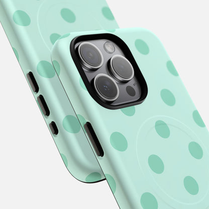 Mint Polka Dot iPhone Case — Tough Magnetic | MagSafe Compatible