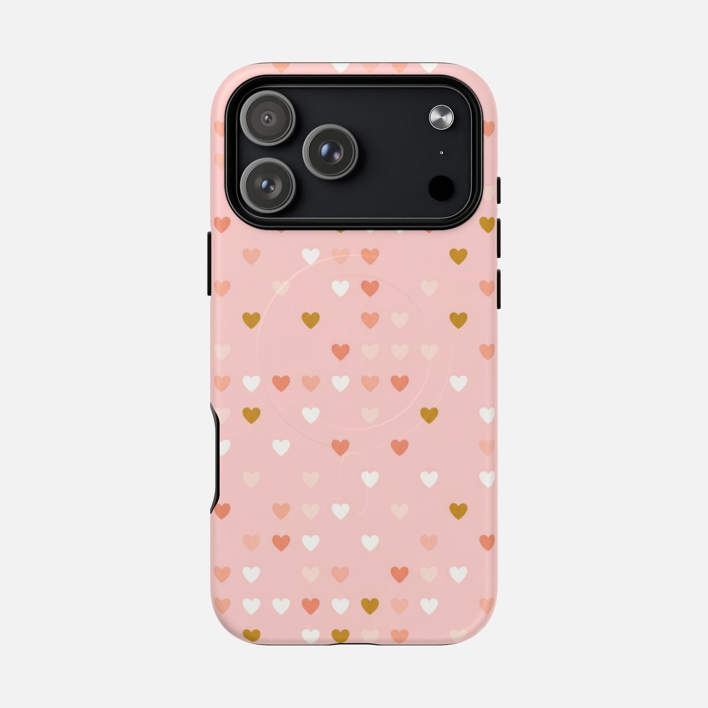 Pink Heart Pattern iPhone Case — Tough Magnetic | MagSafe Compatible