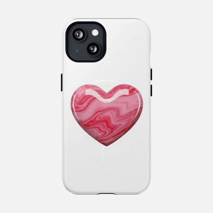 Pink Marble Heart iPhone Case — Tough Magnetic | MagSafe Compatible