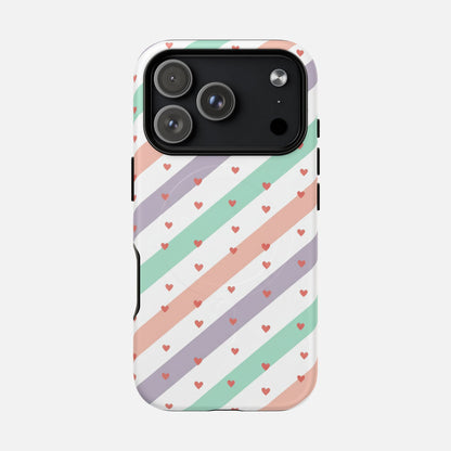 Valentine Pastel Stripes iPhone Case — Tough Magnetic | MagSafe Compatible