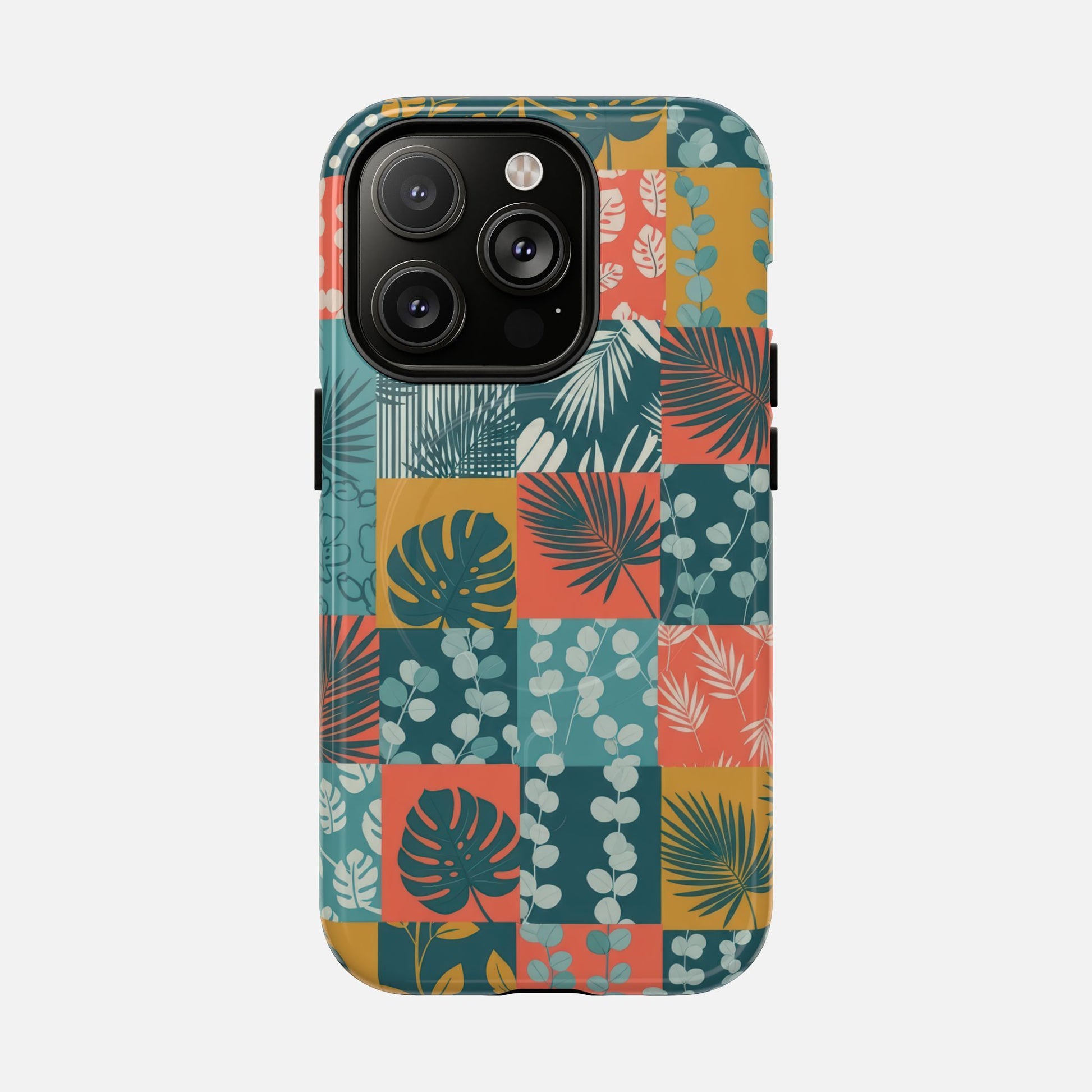 Tropical Patchwork Tough Magnetic Phone Case iPhone 14 Pro Glossy Phone Case