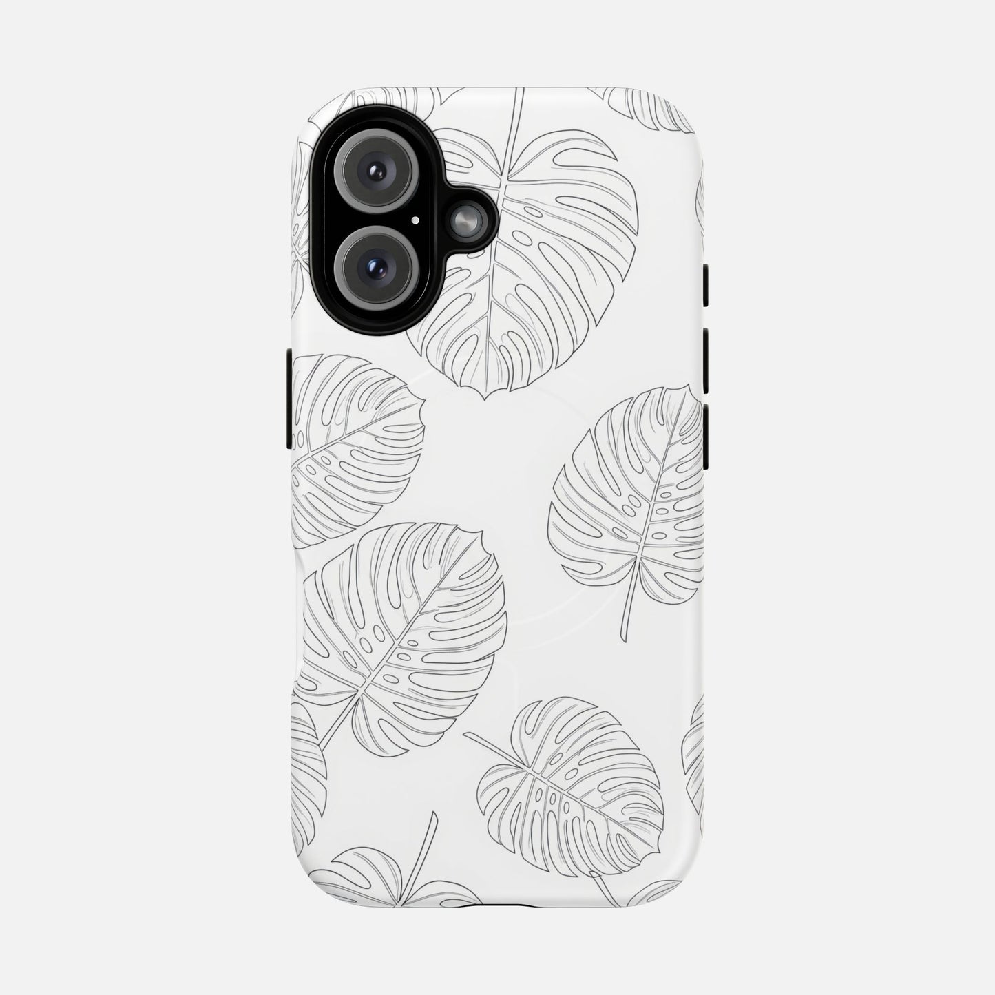 Monstera Leaf Clear Tropical Pattern iPhone Case — Tough Magnetic | MagSafe Compatible