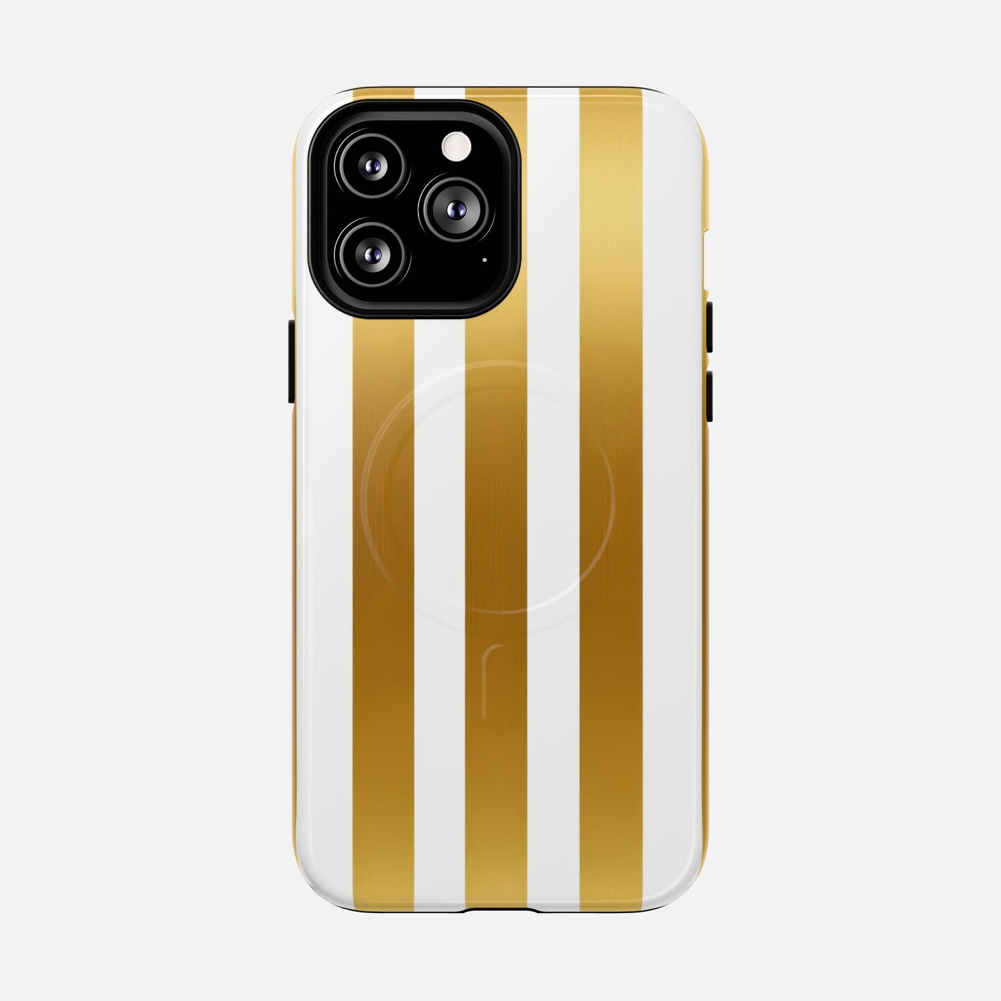 Gold & White Stripe iPhone Case — Tough Magnetic | MagSafe Compatible