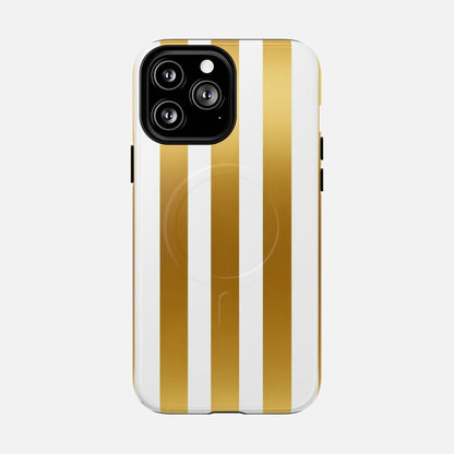 Gold & White Stripe iPhone Case — Tough Magnetic | MagSafe Compatible