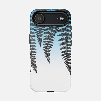 Fern Silhouette With Blue Ombre iPhone Case — Tough Magnetic | MagSafe Compatible