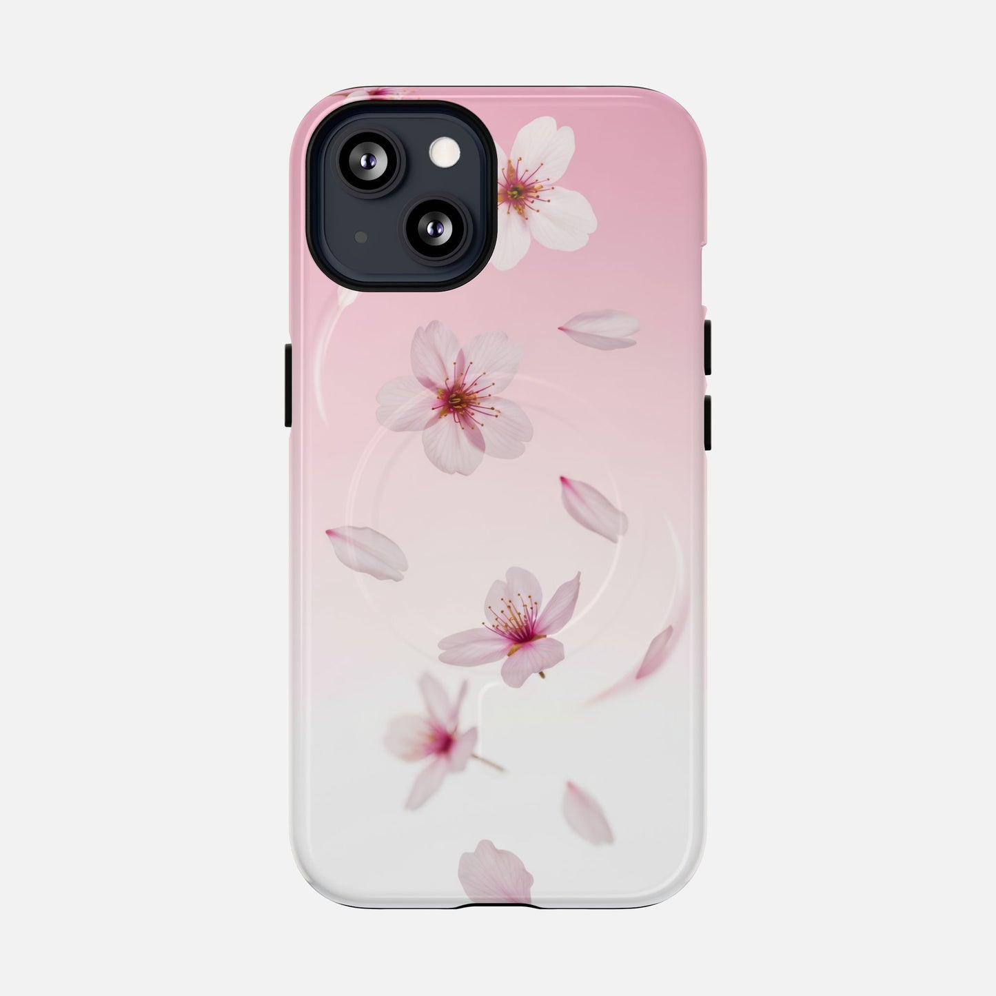 Floral Sakura Tough Magnetic Phone Case — Pink Cherry Blossom Design iPhone 13 Glossy Phone Case
