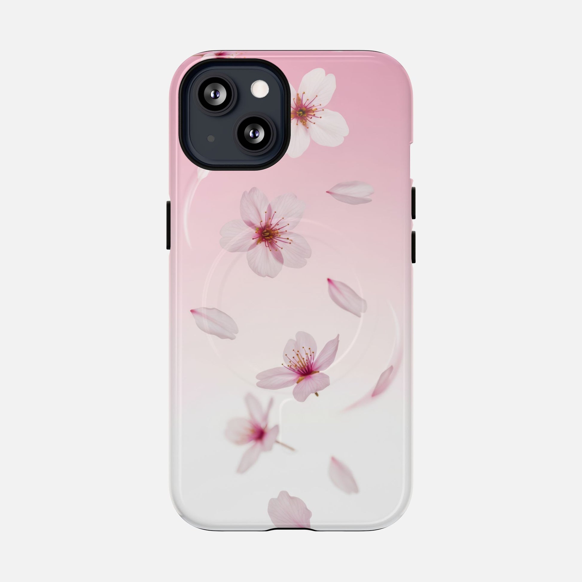 Floral Sakura Tough Magnetic Phone Case — Pink Cherry Blossom Design iPhone 13 Glossy Phone Case