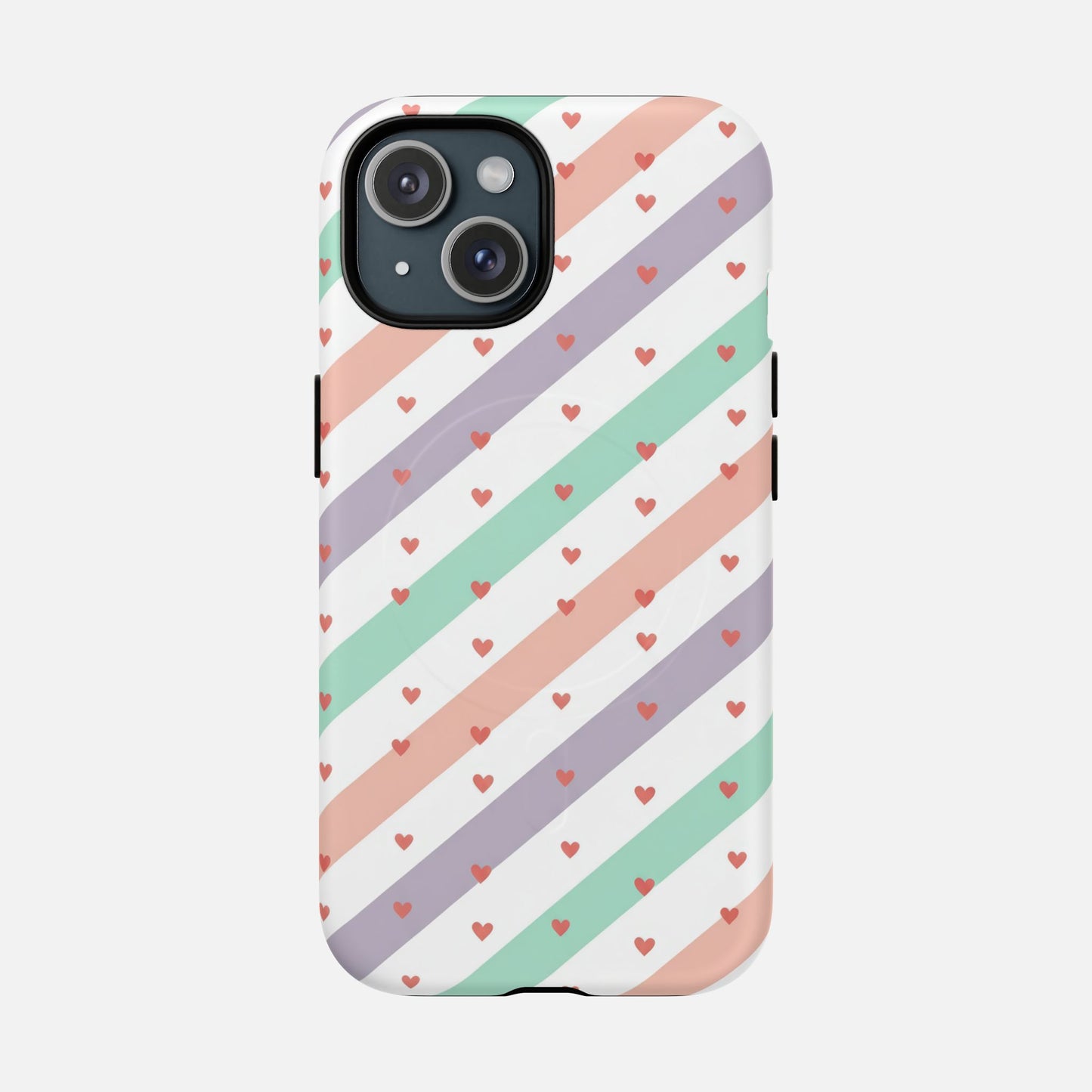 Valentine Pastel Stripes iPhone Case — Tough Magnetic | MagSafe Compatible