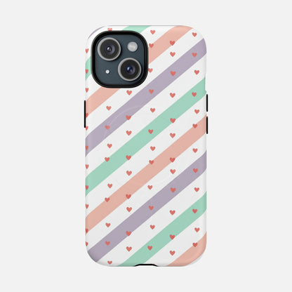 Valentine Pastel Stripes iPhone Case — Tough Magnetic | MagSafe Compatible