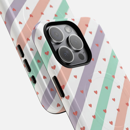 Valentine Pastel Stripes iPhone Case — Tough Magnetic | MagSafe Compatible
