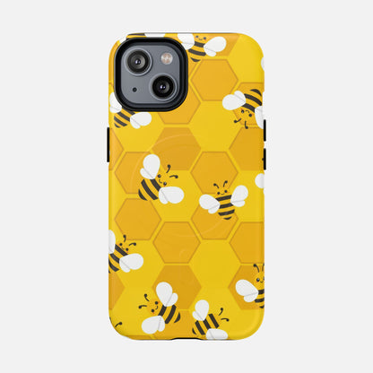 Cute Yellow Bumblebee iPhone Case — Tough Magnetic | MagSafe Compatible