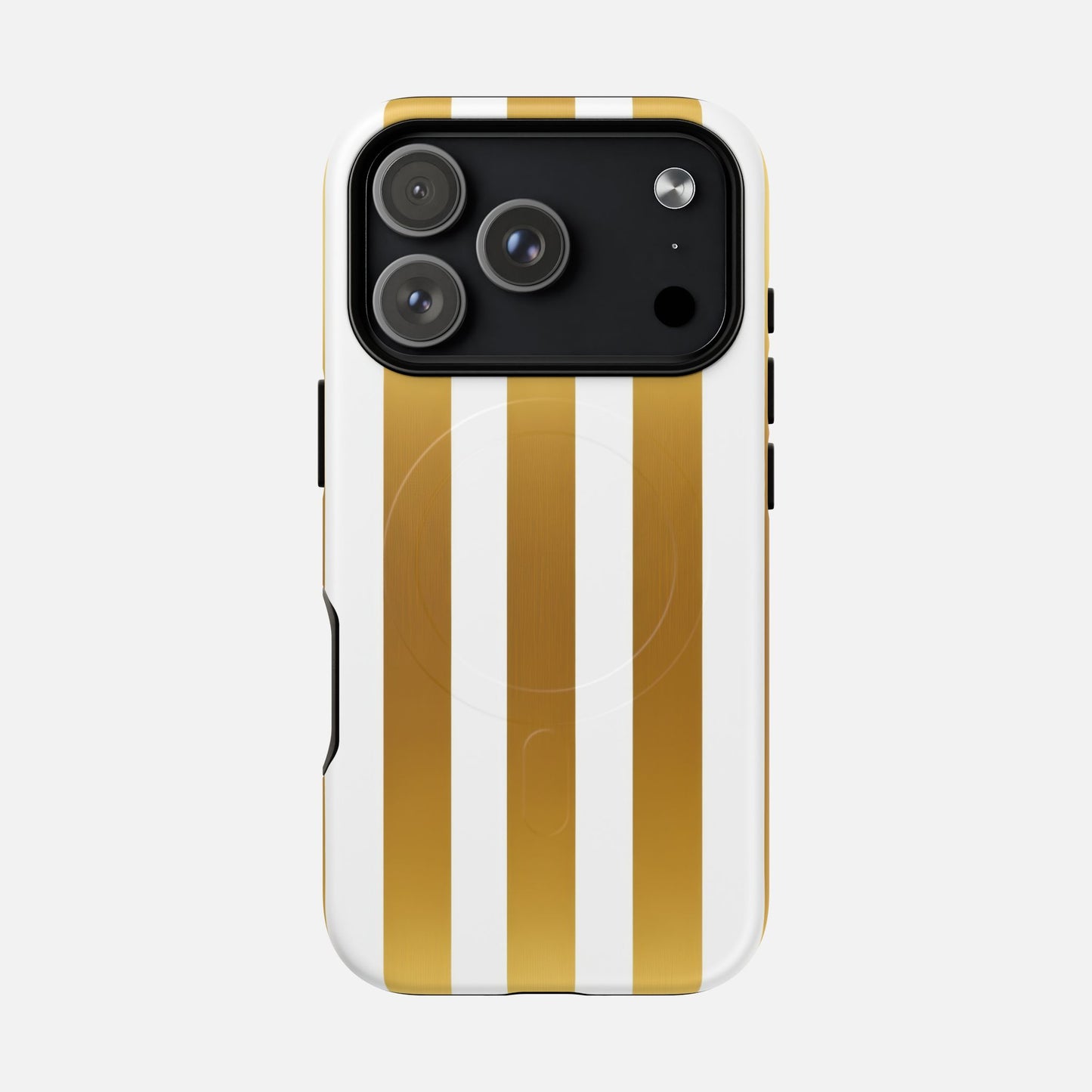 Gold & White Stripe iPhone Case — Tough Magnetic | MagSafe Compatible