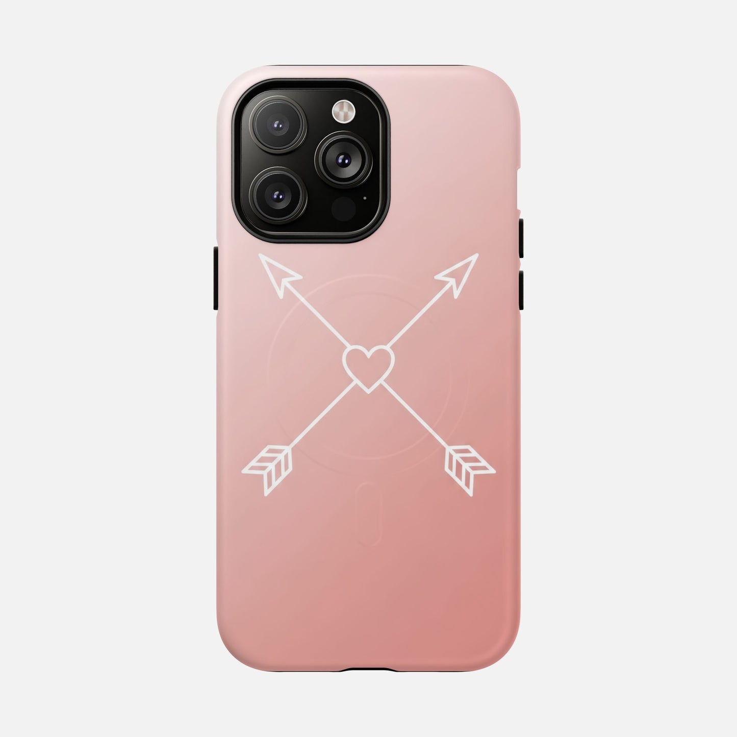 Rose Gold & Heart & Crossed Arrows Design iPhone Case — Tough Magnetic | MagSafe Compatible