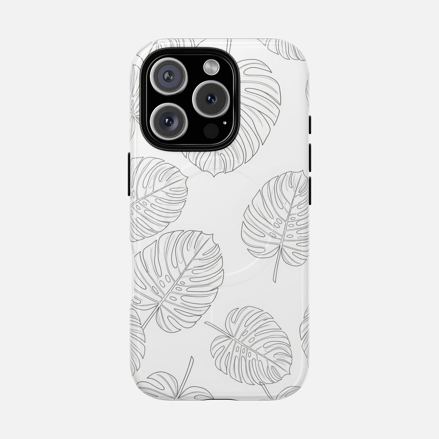 Monstera Leaf Clear Tropical Pattern iPhone Case — Tough Magnetic | MagSafe Compatible