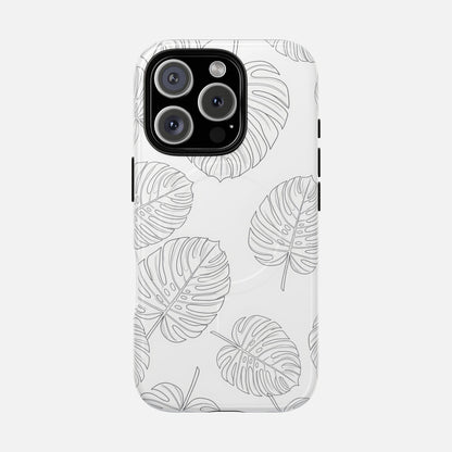 Monstera Leaf Clear Tropical Pattern iPhone Case — Tough Magnetic | MagSafe Compatible