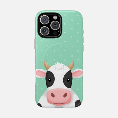 Cow Cartoon iPhone Case — Tough Magnetic | MagSafe Compatible