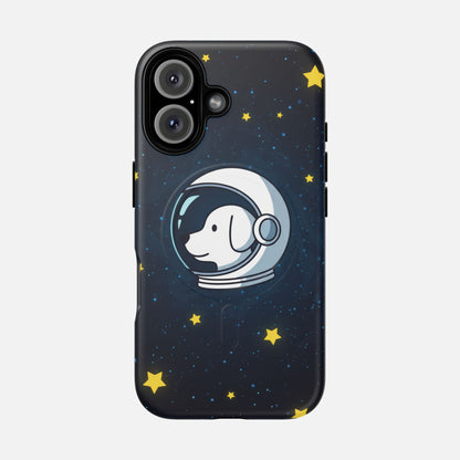 Astronaut Dog Magnetic Phone Case — Cute Space Puppy iPhone Cover with Stars iPhone 16 Matte Phone Case