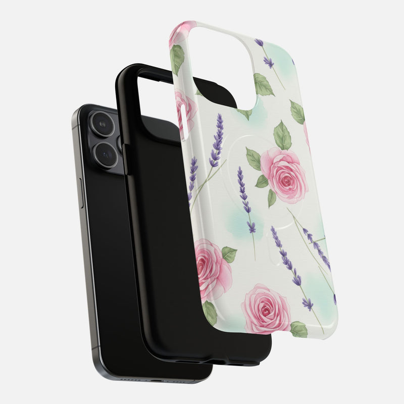 Floral Rose & Lavender iPhone Case — Tough Magnetic | MagSafe Compatible