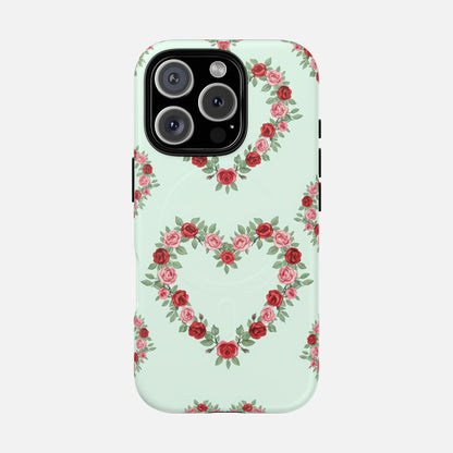 Rose Heart Floral iPhone Case — Tough Magnetic | MagSafe Compatible