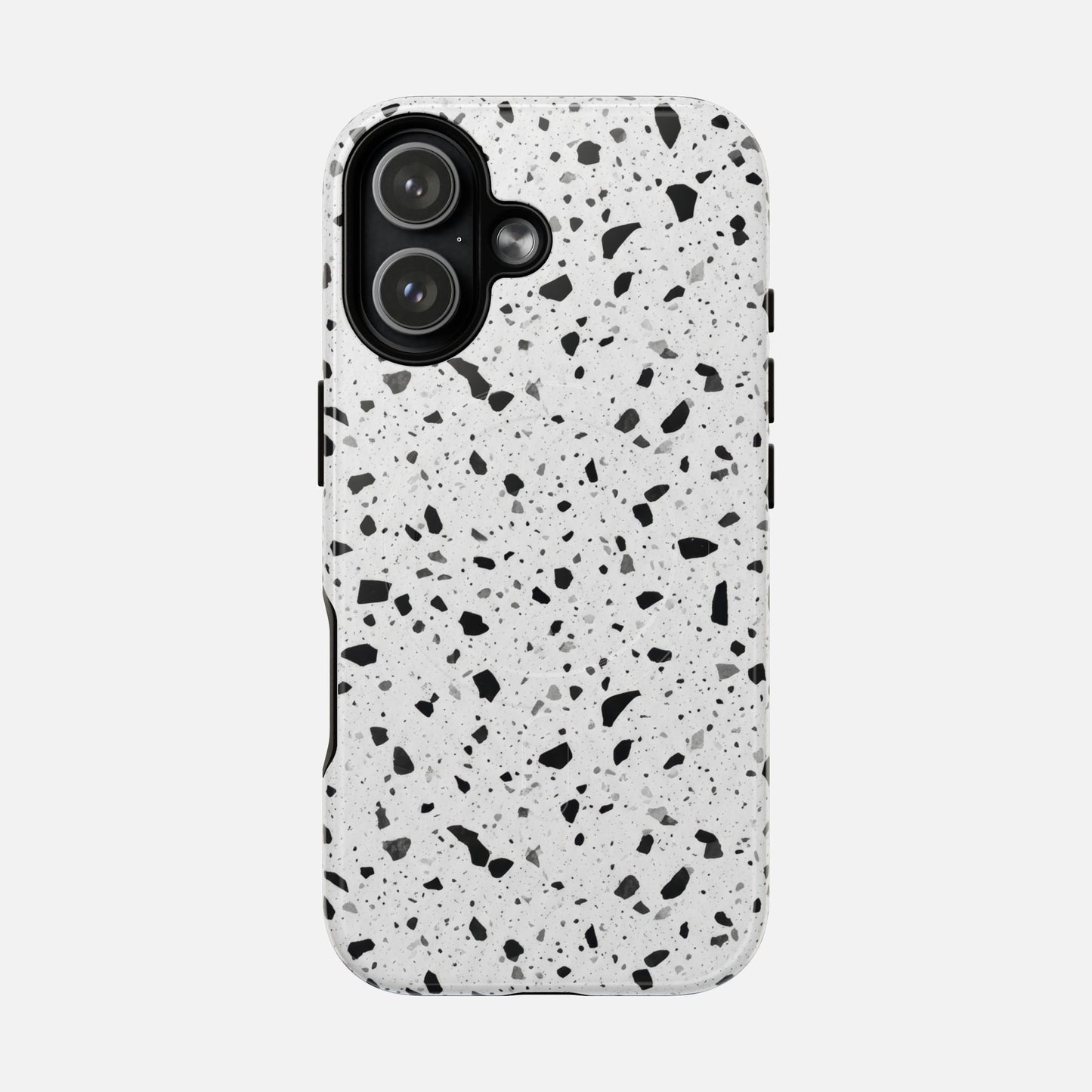 Terrazzo Black & White iPhone Case — Tough Magnetic | MagSafe Compatible