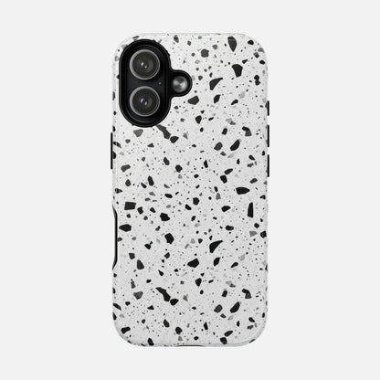 Terrazzo Black & White iPhone Case — Tough Magnetic | MagSafe Compatible