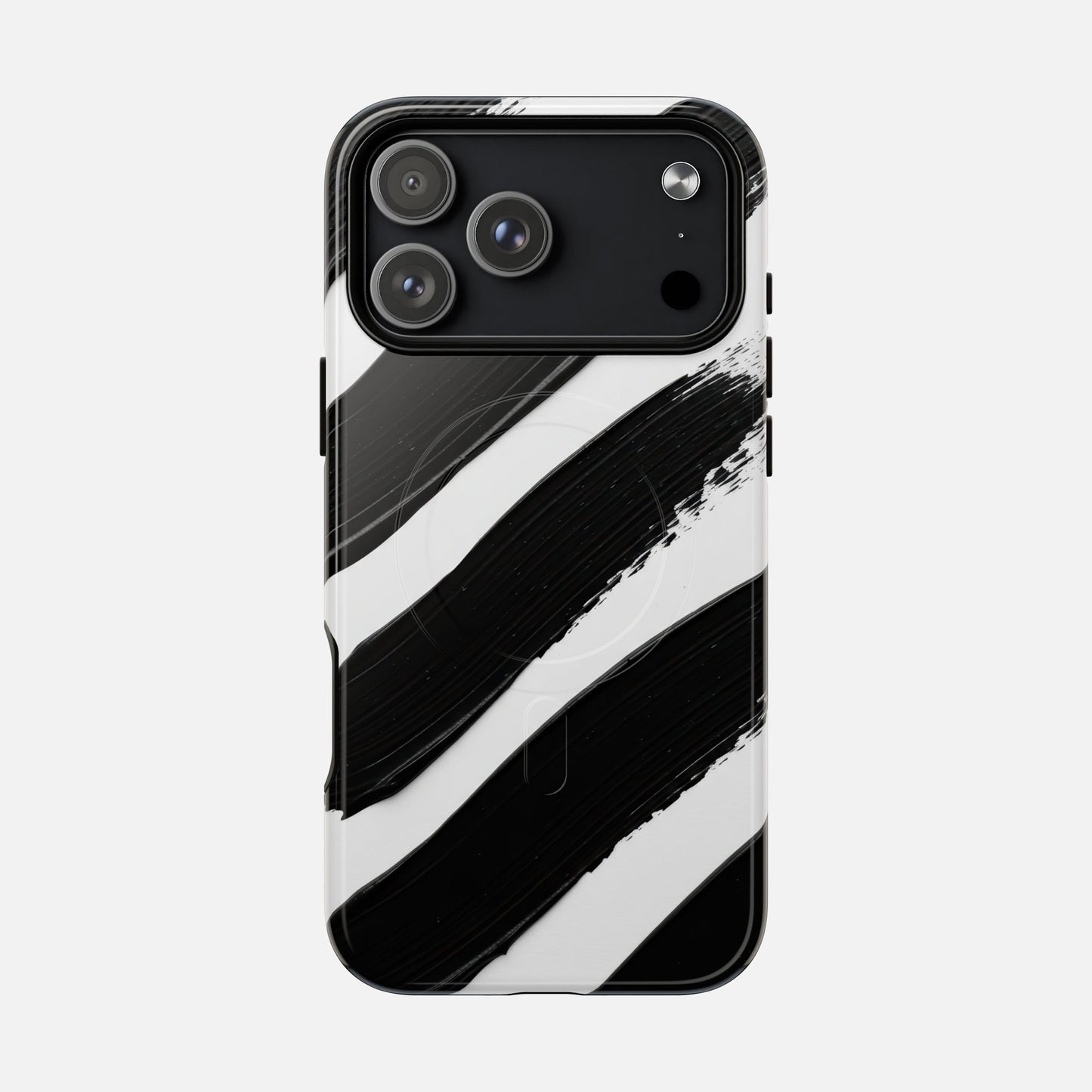 Abstract Black Brushstroke Magnetic Phone Case iPhone 17 Pro Max Glossy Phone Case