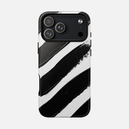 Abstract Black Brushstroke Magnetic Phone Case iPhone 17 Pro Max Glossy Phone Case