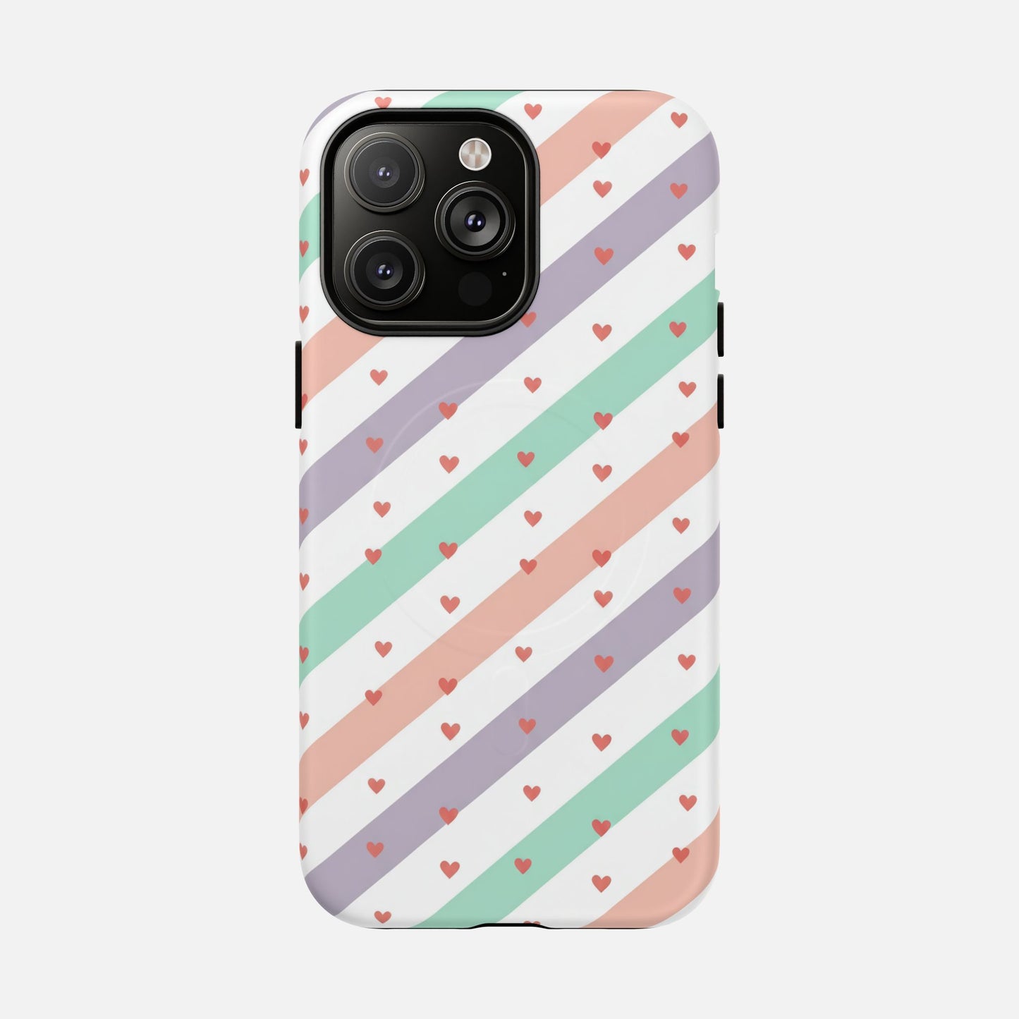 Valentine Pastel Stripes iPhone Case — Tough Magnetic | MagSafe Compatible