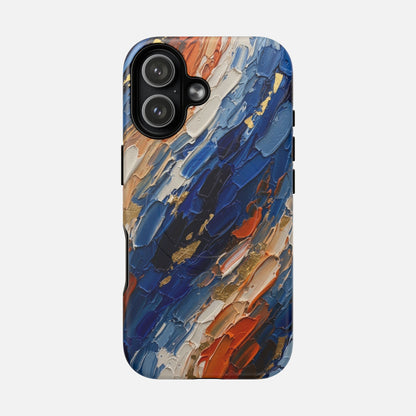 Magnetic Phone Case — Abstract Blue & Orange Paint Texture iPhone 17 Matte Phone Case