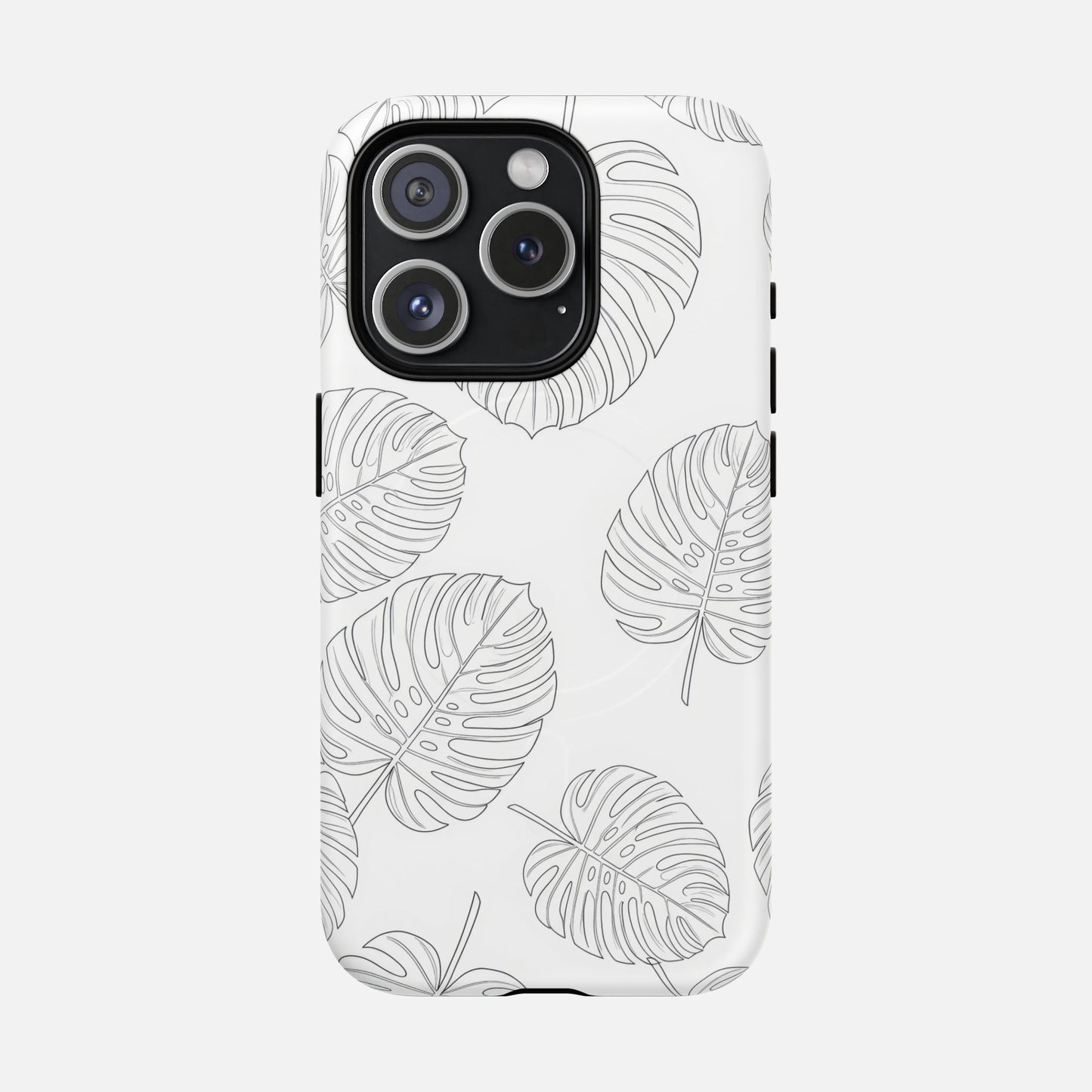 Monstera Leaf Clear Tropical Pattern iPhone Case — Tough Magnetic | MagSafe Compatible