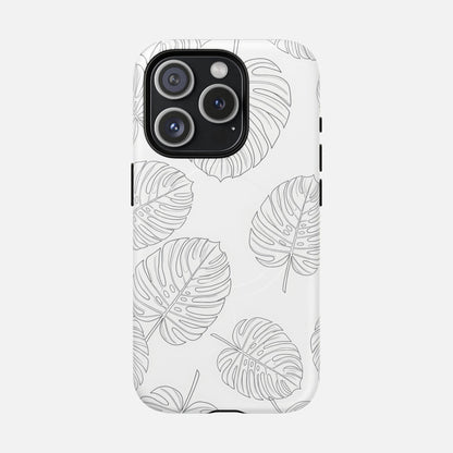 Monstera Leaf Clear Tropical Pattern iPhone Case — Tough Magnetic | MagSafe Compatible