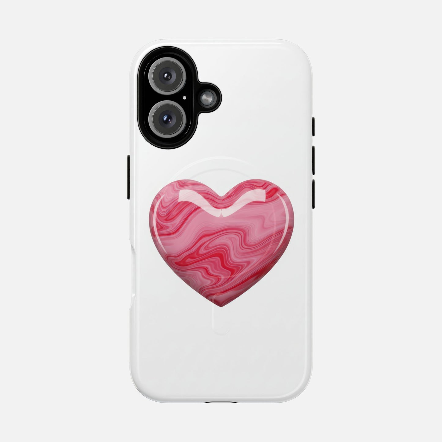 Pink Marble Heart iPhone Case — Tough Magnetic | MagSafe Compatible