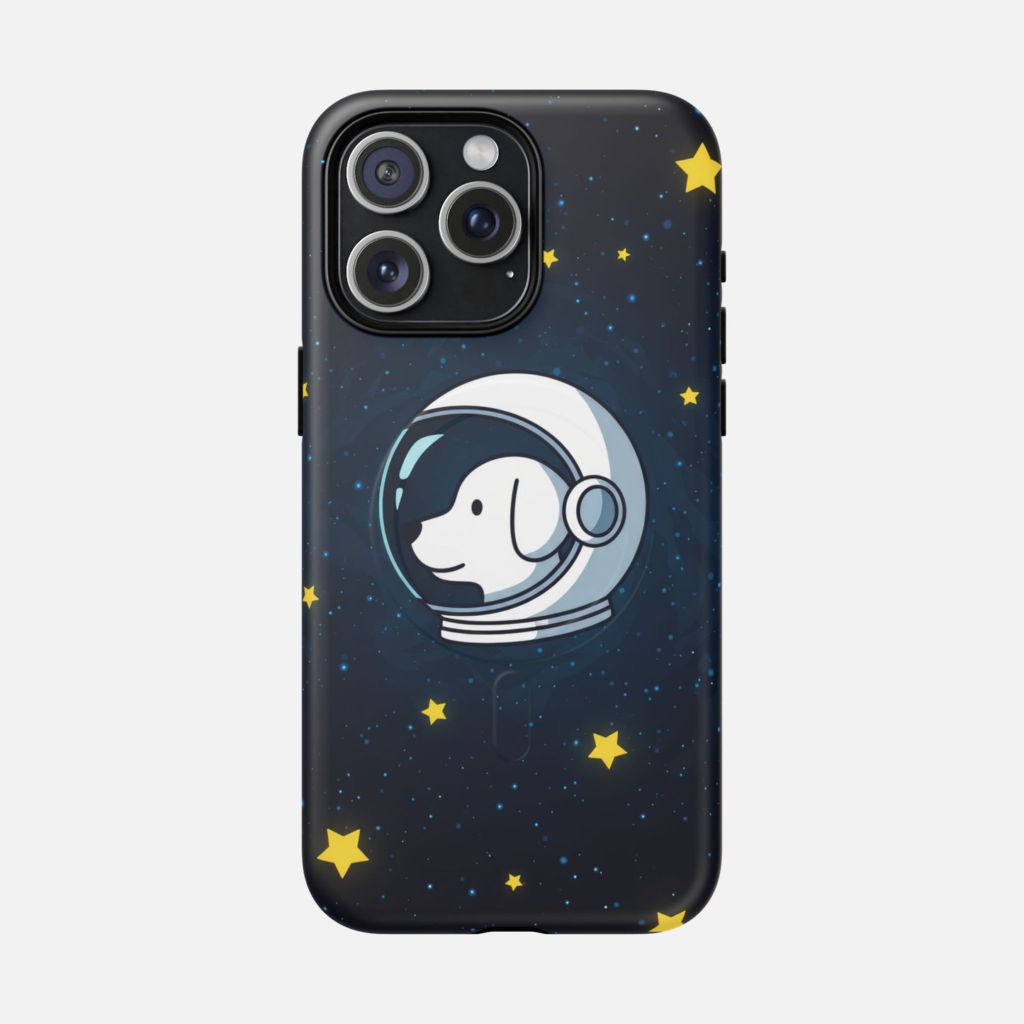 Astronaut Dog Magnetic Phone Case — Cute Space Puppy iPhone Cover with Stars iPhone 15 Pro Max Matte Phone Case