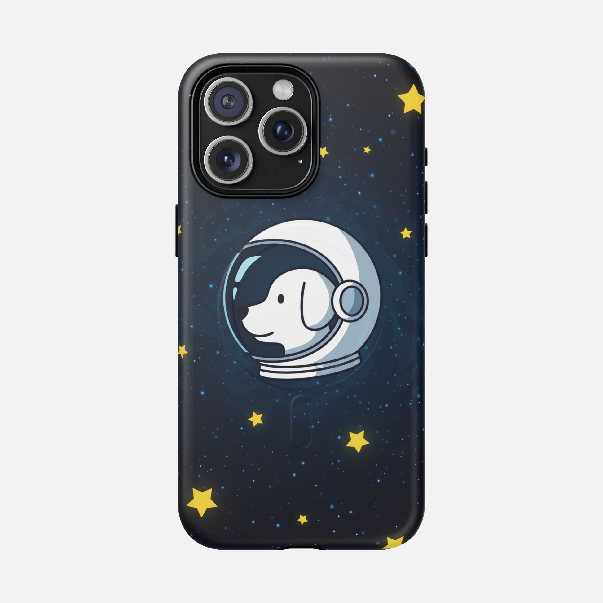 Astronaut Dog Magnetic Phone Case — Cute Space Puppy iPhone Cover with Stars iPhone 15 Pro Max Matte Phone Case