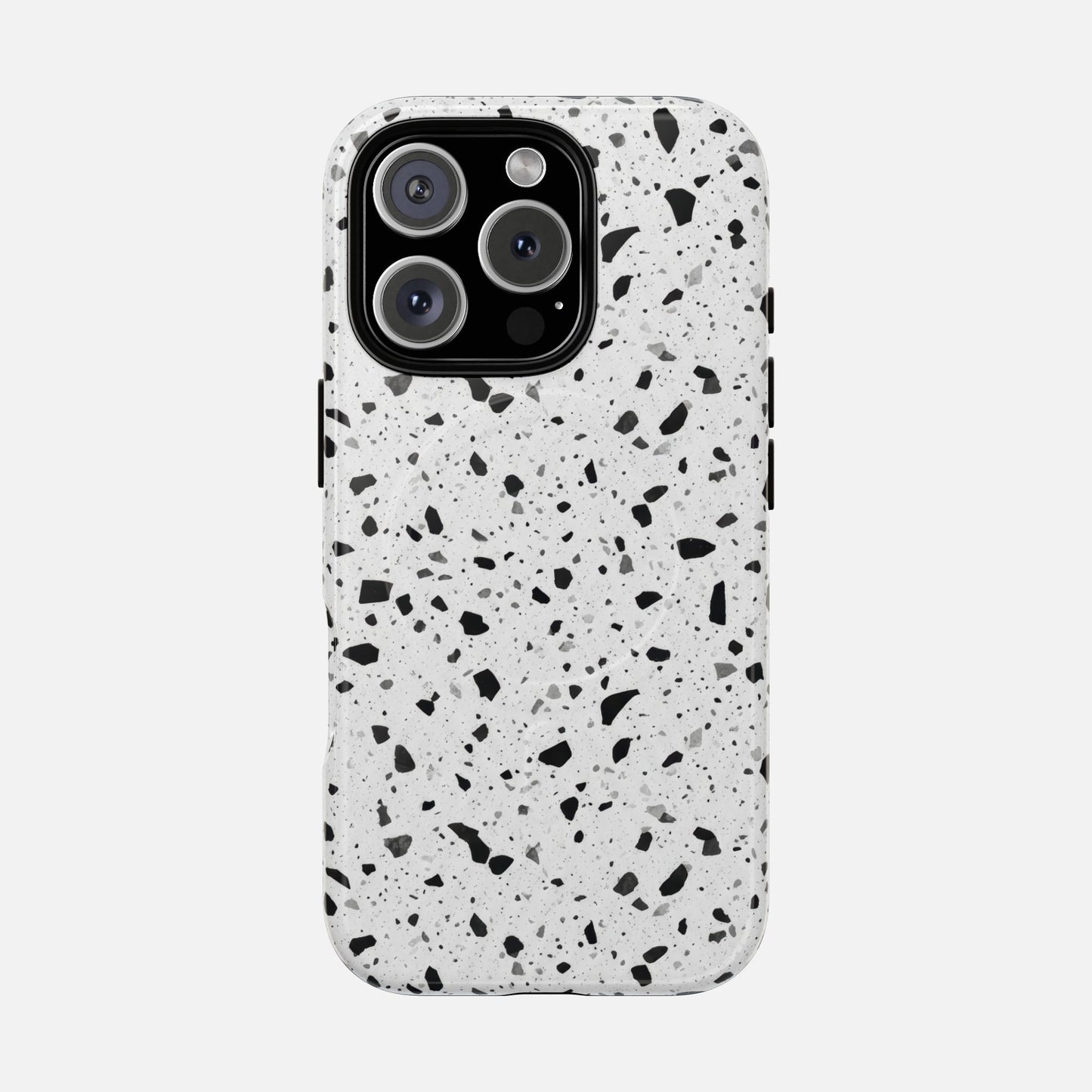 Terrazzo Black & White iPhone Case — Tough Magnetic | MagSafe Compatible